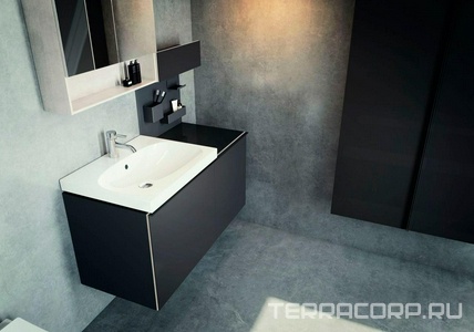 Тумба подвес 89хh53.5х47.6см,д/рак 90см арт500.642.01.2,500.623.01,нажим.выдв.ящик(фасад черное стекло, корпус черный мат-лакиров.),крепл.в компл,Acan Geberit Acanto 500.612.16.1