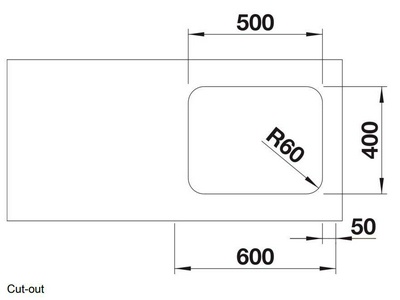 Мойка кухонная Blanco Supra 500 U сталь без клапана 43x53x17, ZZ Blanco supra 518205 / к.т. 227185