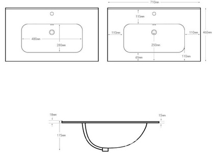 Раковина-столешница Flat 70 см, для мебели ""(без тумбы не продается) ZZ Aquanet Алвита 284027