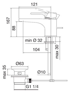 Смеситель для раковины, с д/к, (хром) Сleo KL 3M Cleo 6310 CC