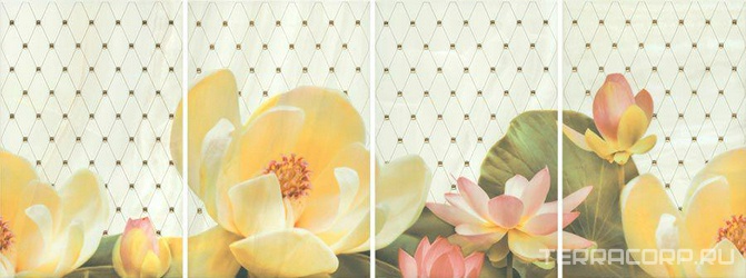 Панно Летний сад фисташковый (из 4х частей 20х30)|30x80