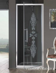 Дверь для душа, в нишу или для боковой стенки, 100(96-102)хh200см, правая/левая, (стекло матовое с прозр. декором, профиль цв.золото),  Samo Villa Borchese B7306 ELO R6