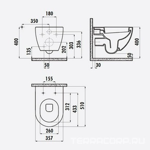 Унитаз подвесной CAPPUCINO FE320.F0100, без крышки KC0903.01.0800E, ZZ Creavit Free FE320-11CM00E-0000