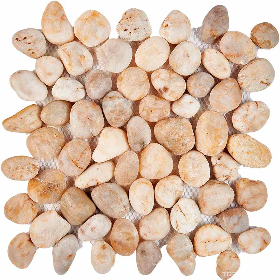 Мозаика Мастера Керамики Glass 265 из гальки Bianco Natura stone (чип произвольный) 30,5х30,5 n/a, фото 3