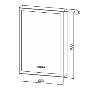 Зеркало-шкаф  60, 600х800 мм, подсветка,  сенсорный выключатель, часы ZZ Azario Киото LED-00002358