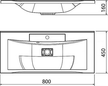 Раковина для мебели 80 см, литьевой мрамор, цв. белый ZZ Aqua de Marco OLIVIA 10.010.00800.001