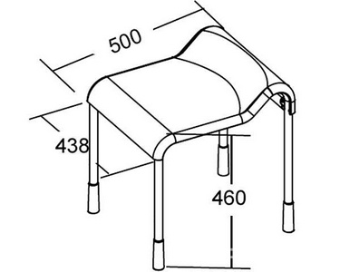 Стульчик для душа, свободностоящий 438х500хh460мм, max 150кг., (цв.белый/хром), модель "А", Serie 400 HP, ZZ Provex Serie 400HP 0100 HP 69 PM