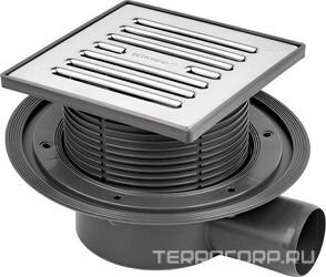 Трап для душа, выпуск горизонт. d50мм, гидрозатвор сухой/мокрый, решетка нерж сталь 153х153мм, Bettoserb ZZ