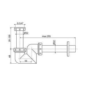 Сифон для раковины/ биде, пластик 32 мм, выпуск горизонтальный, цв. белый, ZZ AlcaPlast Универсал A45F (AG210902132)