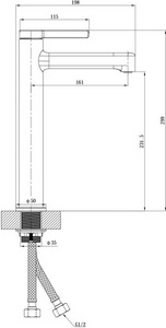 Смеситель для раковины, высокий, без донного клапана, цв.матовое золото ESKO Sochi SC25Gold