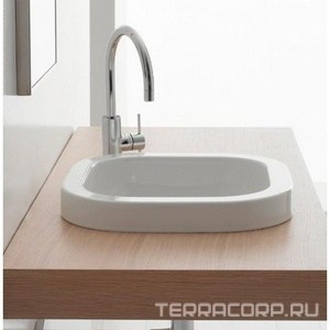 Раковина встраиваемая в столешницу сверху, квадратная, 41х41хh5,5см, без отв.д/смесителя,  ZZ Scarabeo Next 8047/A