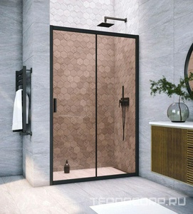 Душевая дверь в нишу  155 см, профиль черный матовый, стекло бронза ZZ Vegas Glass ZP NOVO ZP NOVO 155 02М 05