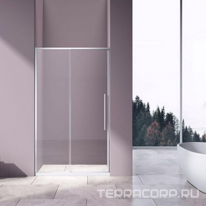 Дверь для душа, в нишу 1300хh1950мм, раздвиж, 1 дверь, 1 неподв.секция, правая/левая, (стекло прозрач.6мм Easy Clean, фурн.цв.хром),  ZZ Vincea Slim-N VDS-4SN130CL