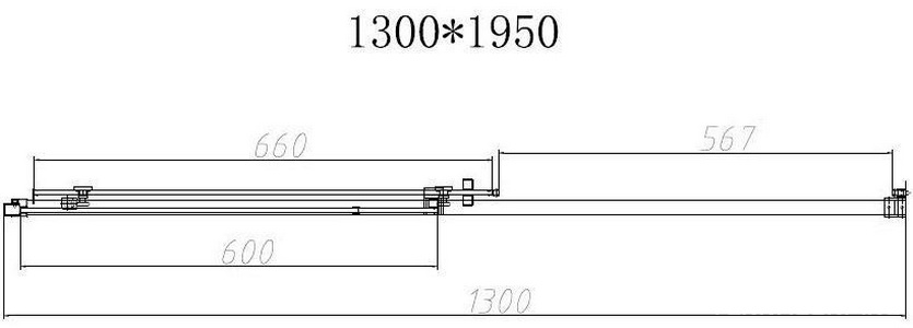 Дверь для душа, в нишу 1300хh1950мм, раздвиж, 1 дверь, 1 неподв.секция, правая/левая, (стекло прозрач.6мм Easy Clean, фурн.цв.хром),  ZZ Vincea Slim-N VDS-4SN130CL