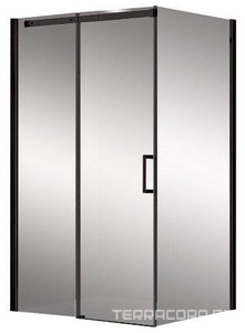 Душевой уголок 1100х800хh2000мм, прямоуг., правый/левый, (стекло прозрачное 8мм Easy Clean, фурн.цв.черный мат.),  ZZ Vincea Dice VSR-4D8011CLB