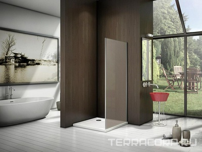 Боковая часть 80 см. для душевого Г-образного ограждения "",  проф.хром, стекло Грейп ZZ Good Door LATTE ЛА00014