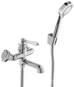 Смеситель для ванны и душа с длинным изливом, с душевыми аксессуарами, цв. хром ZZ Iddis oxford OXFSB02i02