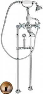 Смеситель для ванны, напольный, трубы 2шт., с кронштейном д/слива-перелива,  шланг, лейка в компл., (цв. бронза ),  ZZ Cezares Golf GOLF-VDPS-02-M