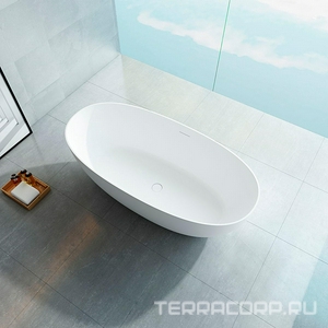 Ванна 1700х750хh550мм, отдельностоящая, интегрир.слив перелив, д/к в цвет ванны в компл.,(иск.камень Solid Surface цв.белый мат), Vincea ZZ Vincea Ванны VBT-6S01MW