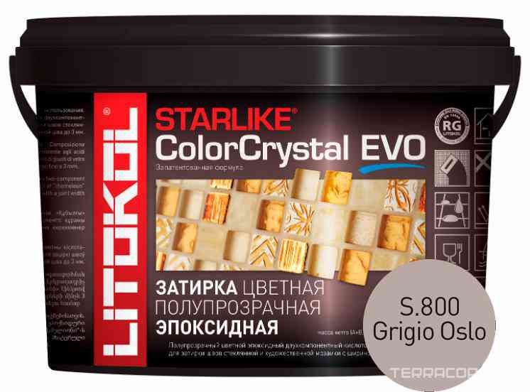 Затирка Starlike Color Crystal EVO GRIGIO OSLO S.800  2,5 кг. ZZ