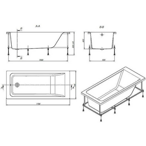 Акриловая ванна Roca  170x70 см, БЕЗ каркаса, БЕЗ панелей, ZZ Roca Easy ZRU9302905