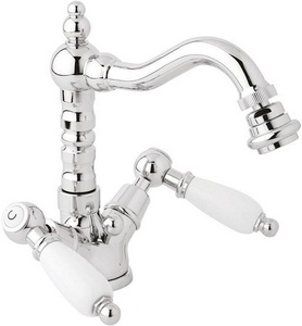 Смеситель для биде, с д/к, (цв. хром, ручки белые),  ZZ Cezares First FIRST-BS2-01-Bi