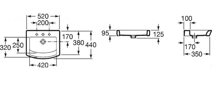 Раковина Roca  встраиваемая сверху, 550х440 мм ZZ Roca Hall 32788200H