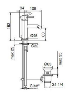 Смеситель для биде с д/к, (цв. хром)  ZZ 3M Vela 5820 CC