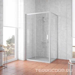 Душевое ограждение , 140*100*1900 мм, профиль матовый хром, стекло прозрачное, БЕЗ поддона ZZ Vegas Glass ZP+ZPV ZP+ZPV 140*100 07 01