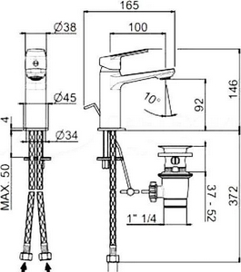 Смеситель для раковины, с донным клапаном, цв.хром Kerama Marazzi Nota 33010KM.21.018