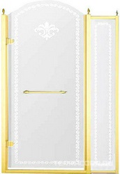 Дверь в нишу 1200хh2118мм, с неподв. сегментом, "Левая" петли (вход 600мм) слева, (стекло прозрачное с матовым узором, 8мм, фурн/золото), Retro XX