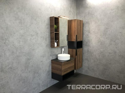Зеркало-шкаф "-60" дуб, цв.тёмно-коричневый ZZ Comforty Штутгарт 00004151036