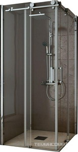 Душевой уголок 1000х1000хh2000мм, квадрат, 2 сдвижные двери, вход 525мм, (профиль алюм.хромэффект, стекло 8мм прозрачное), Ц/С 40/10 KL Duschwelten MK 850 5186 005 001 020