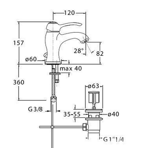 Смеситель для раковины, с д/к, (цв.хром),   ZZ Cristina Art AR 211 51