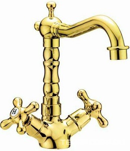 Смеситель для раковины, с поворотным изливом, с нажимной пробкой д/к, (цв. золото),  ZZ Cezares Retro RETRO-C-LS2-03