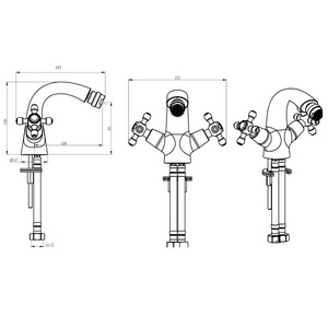 Смеситель Boheme  Presente 316 для биде, цв.бронза, ZZ Boheme Medici 316