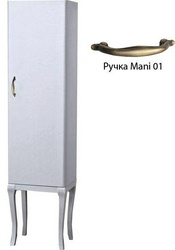 Витрина (пенал) 40х33хh160см, 1 дверца (пет/справа), ручка бронз. Mani 01, на 4 ножках, (цв. Perla), Vetrina 19 ZZ