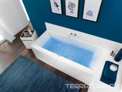 Ванна 1800х800хh450мм, прямоуг. модель, (кварил цв.белый), (ножки пласт. h145-180мм, слив-перелив, крышки цв.белый и хром в компл.,), Squaro Edge12 ZZ Villeroy & Boch Squaro Edge 12 UBQ180SQE2DV-01