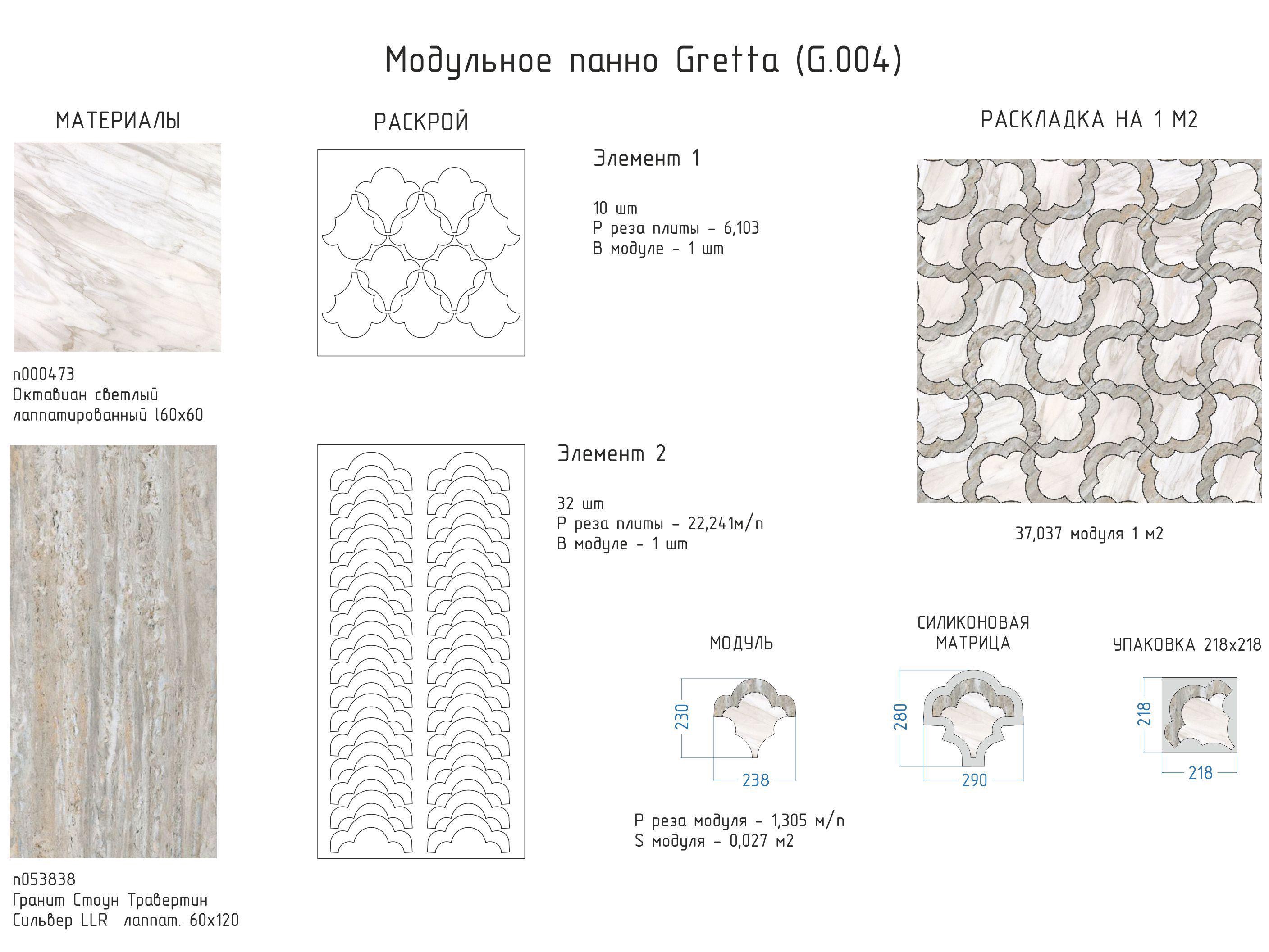 Мозаика Kerama Marazzi Октавиан Модульное панно Gretta G.004 (n000473, n053838)23х23,8 Комбинированный, фото 4
