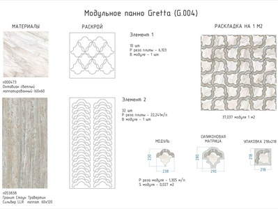 Мозаика Kerama Marazzi Октавиан Модульное панно Gretta G.004 (n000473, n053838)23х23,8 Комбинированный 