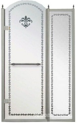 Дверь в нишу 1200хh2118мм, с неподв. сегментом, "Левая" петли (вход 600мм) слева, (стекло матовое с прозрачным узором, 8мм, фурнит. цв.хром), Retro XX