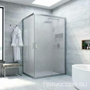 Душевое ограждение  NOVO, 120x100x200 см,  профиль матовый хром , стекло сатин, ZZ Vegas Glass ZA-F ZA-F NOVO h2000 120*100 07 10