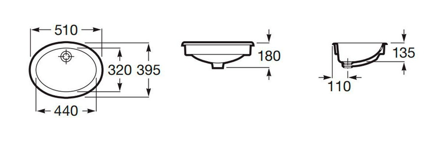 Раковина 51x39,5 см. встраиваемая сверху,  Selene ZZ Roca Neo 322307000