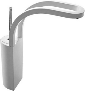 Смеситель для раковины, "Высокий", излив 184хh272мм, без д/к, (цв.белый/хром),  ZZ 3M Philo 7018 BC