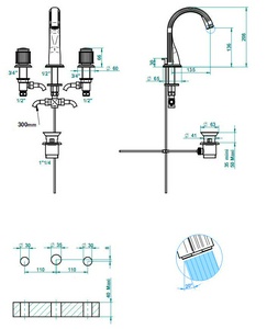 Смеситель для раковины, на 3 отв., с д.к., (цв. золото (Dore))  ZZ THG Jaipur Aragonite A9A-F01-151