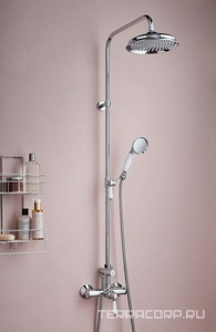 Душевая стойка (душ шланг, душ лейка, держатель д.душа, переключатель потоков) Louise, цв. хром/белый глянец ZZ Jacob Delafon LOUISE E24368-CP