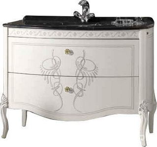 Тумба под раковину, 110,5хh84х58,5см, два выдвижн. ящика, с внутр. ткан. обивкой, ручки цв. золото,  ZZ Labor Legno Hermitage HEPL 113С OROV