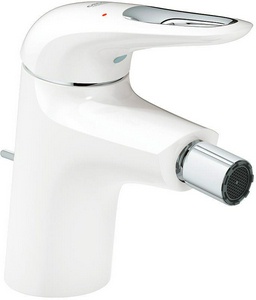 Смеситель однорычажный для биде, c донным клапаном, белый/хром KL Grohe Eurostyle New 33565LS3