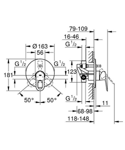Смеситель для ванны/душа  со встроенным механизмом (32963000), хром ZZ Grohe BauLoop 29081000