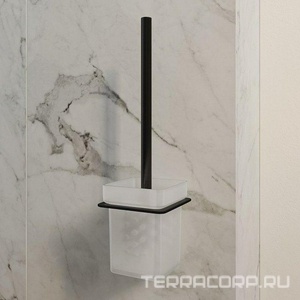 Ершик настенный,нержавеющая сталь/матовое стекло, цв. черный. ZZ Iddis slide SLIBSG0i47